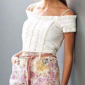Anthropologie Sz 4 Cottagecore Bohemian Cropped Off the Shoulder Corset NEW NWT